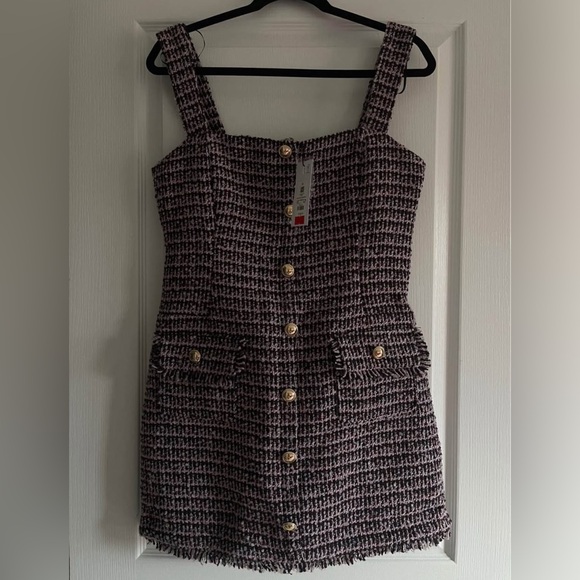 Dynamite Dresses & Skirts - Dynamite Tweed Mini Dress with Gold Buttons